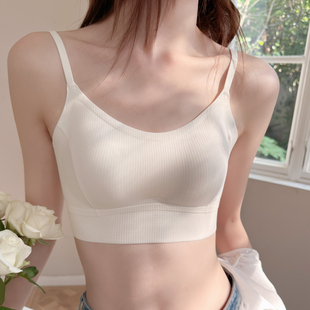米图美背吊带内衣带胸垫小背心无钢圈小胸粉底液薄文胸女运动内搭