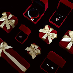 新年告白高档绒布珠宝首饰盒项链戒指包装结婚耳环玉手镯礼品空盒