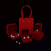 全酒红绒布高档首饰盒戒指项链耳钉手镯珠宝盒三五金盒结婚礼道具