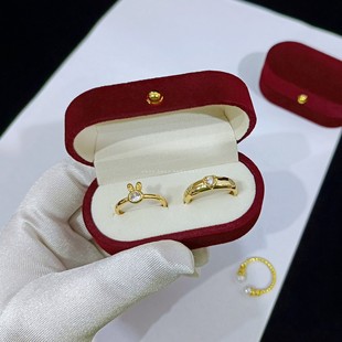 精致复古绒布戒指盒高档求婚钻戒收纳盒婚礼对戒盒子结婚道具交换