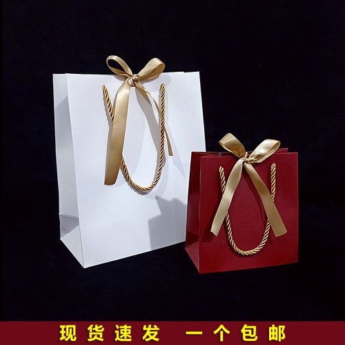 纯色丝带手提袋印刷logo可定制