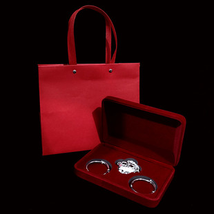 38节春首饰盒子婴儿宝宝金银手镯一对儿童长命平安锁满月礼物包装