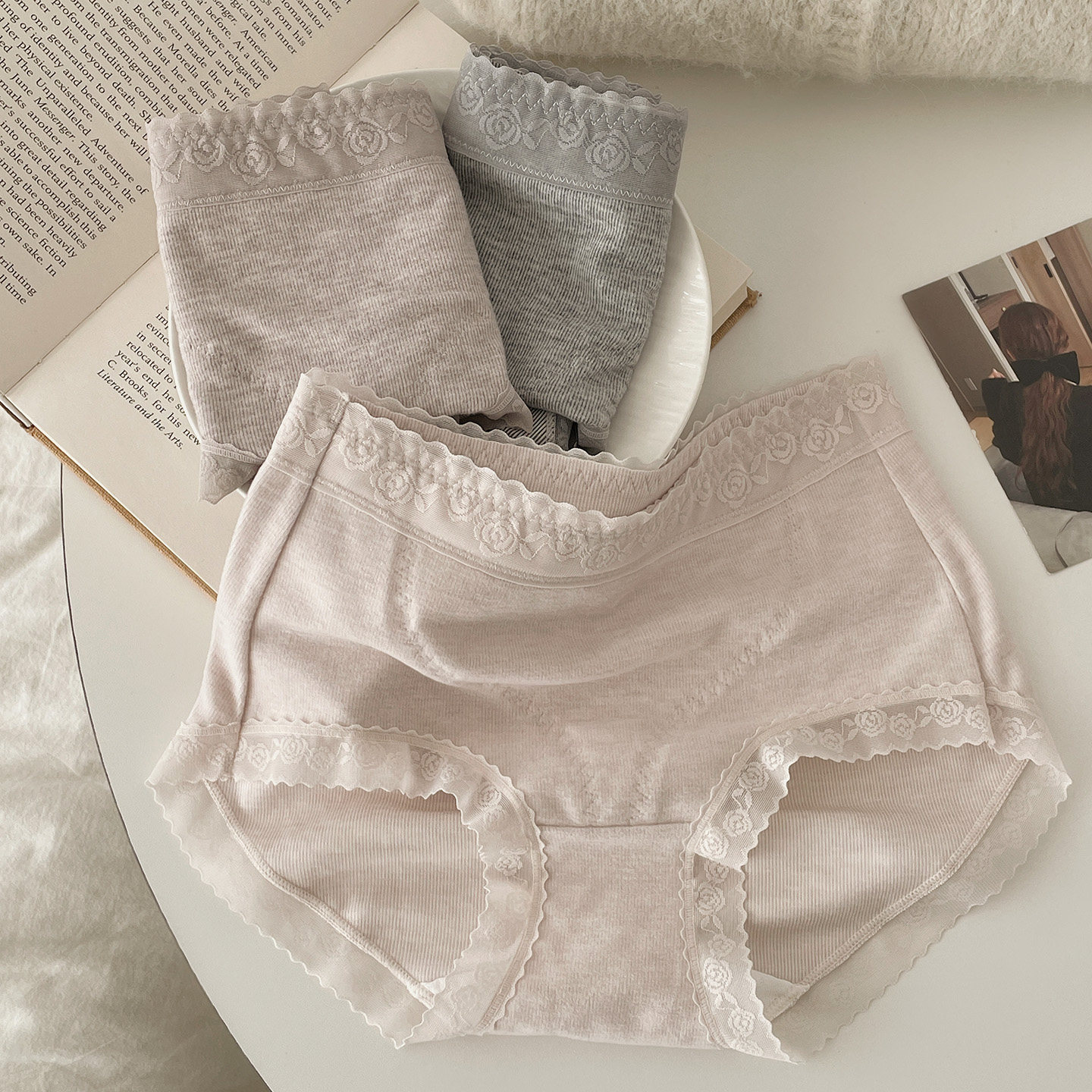 秋冬磨毛蕾丝边暖暖羊绒感内裤女中腰贴片保暖纯棉裆亲肤透气无痕,女士内衣/男士内衣/家居服,女三角裤,淘宝优惠券,粉丝福利购,淘宝优惠卷