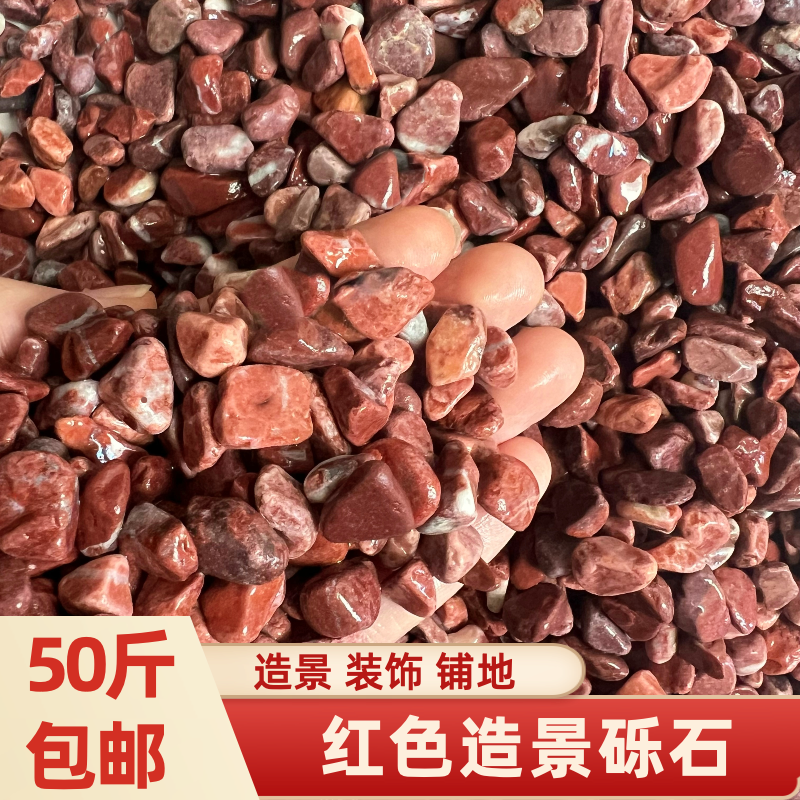 红色石子铺地水洗石外墙水刷石枯山水造景米粒鸡血红砾石水磨石子