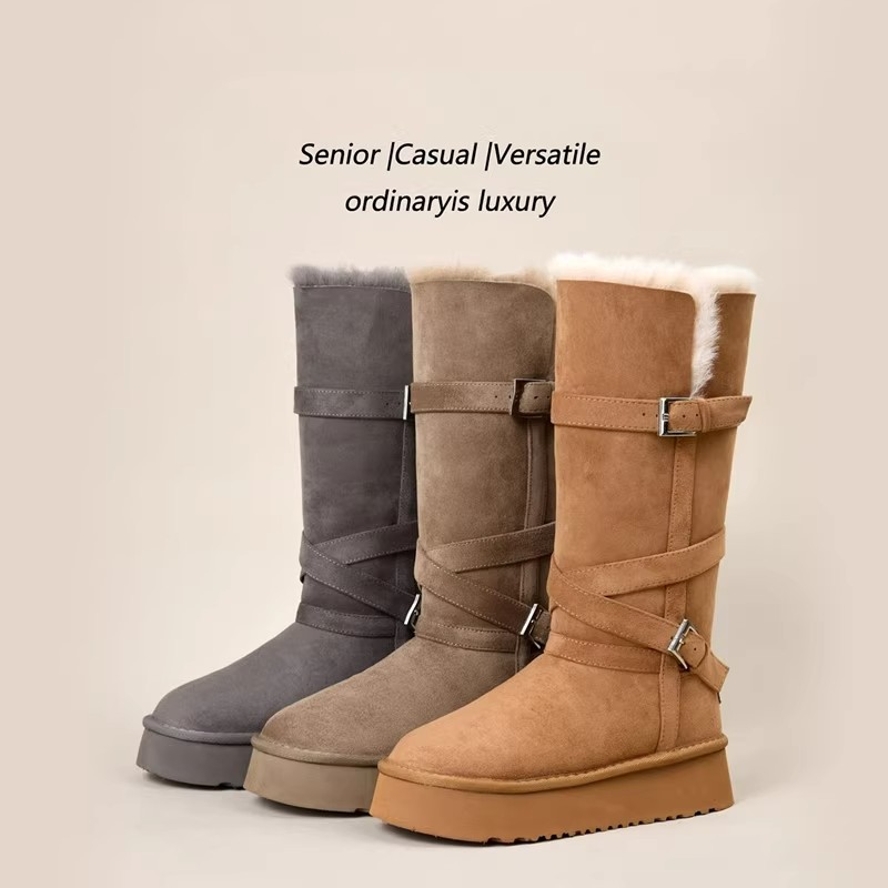 许你耀眼 2025新款厚底雪地靴中筒2025冬新款防滑加厚长筒加绒靴