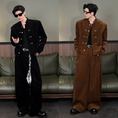 轻奢时尚 男士 潮流个性 复古港风外套休闲裤 直播同款 套装 高品质秋季