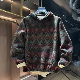 【直播间同款】民族风复古痞帅穿搭春秋连帽卫衣男款上衣时尚百搭