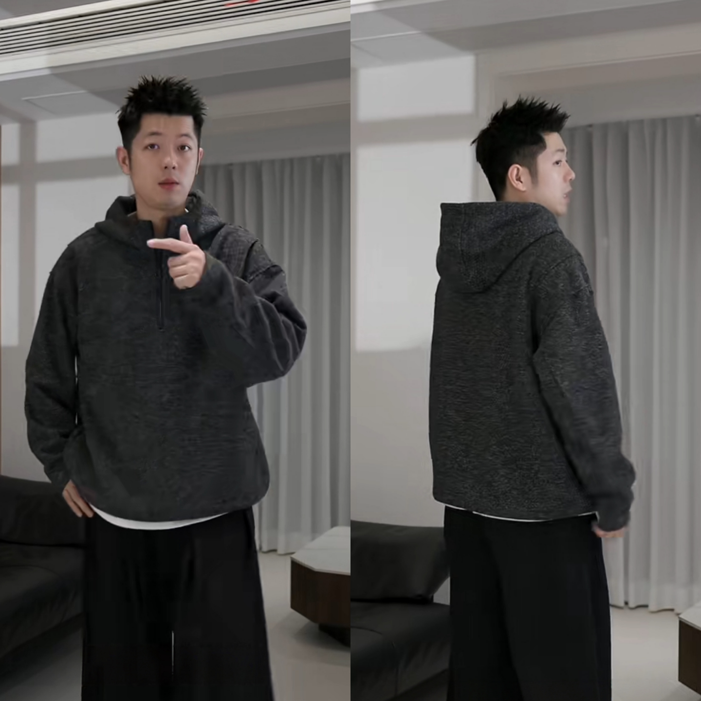 秋季休闲时尚个性老钱风连帽卫衣