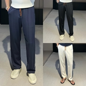 薄款 潮牌长裤 亲肤垂顺直筒休闲裤 纯色舒适透气休闲裤 男士 早秋新款