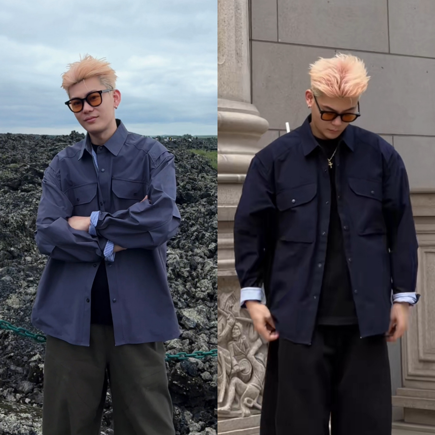 翻领夹克秋新款男士休闲帅气外套