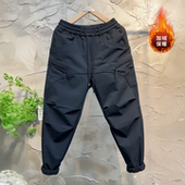 潮牌百搭长裤 韩系束脚裤 加绒保暖立体拼接休闲裤 拉链时尚 男士 冬季