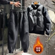 加绒休闲裤 冬季 潮 潮牌拼接钢印字母束脚卫裤 简约百搭男士 新款 时尚