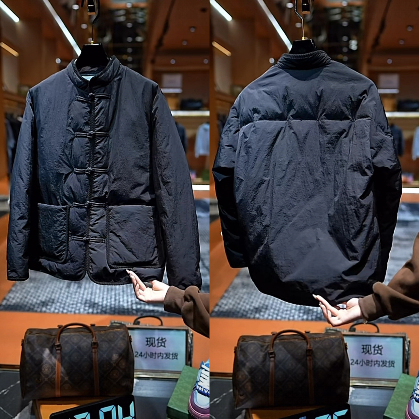 冬季新中式立领盘扣保暖男士夹克