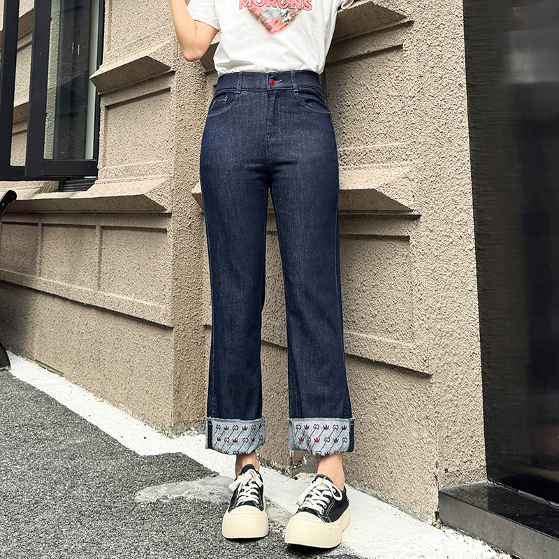 香依雅园 2026夏季新款200斤大码高腰宽松微弹牛仔烟管裤女56130