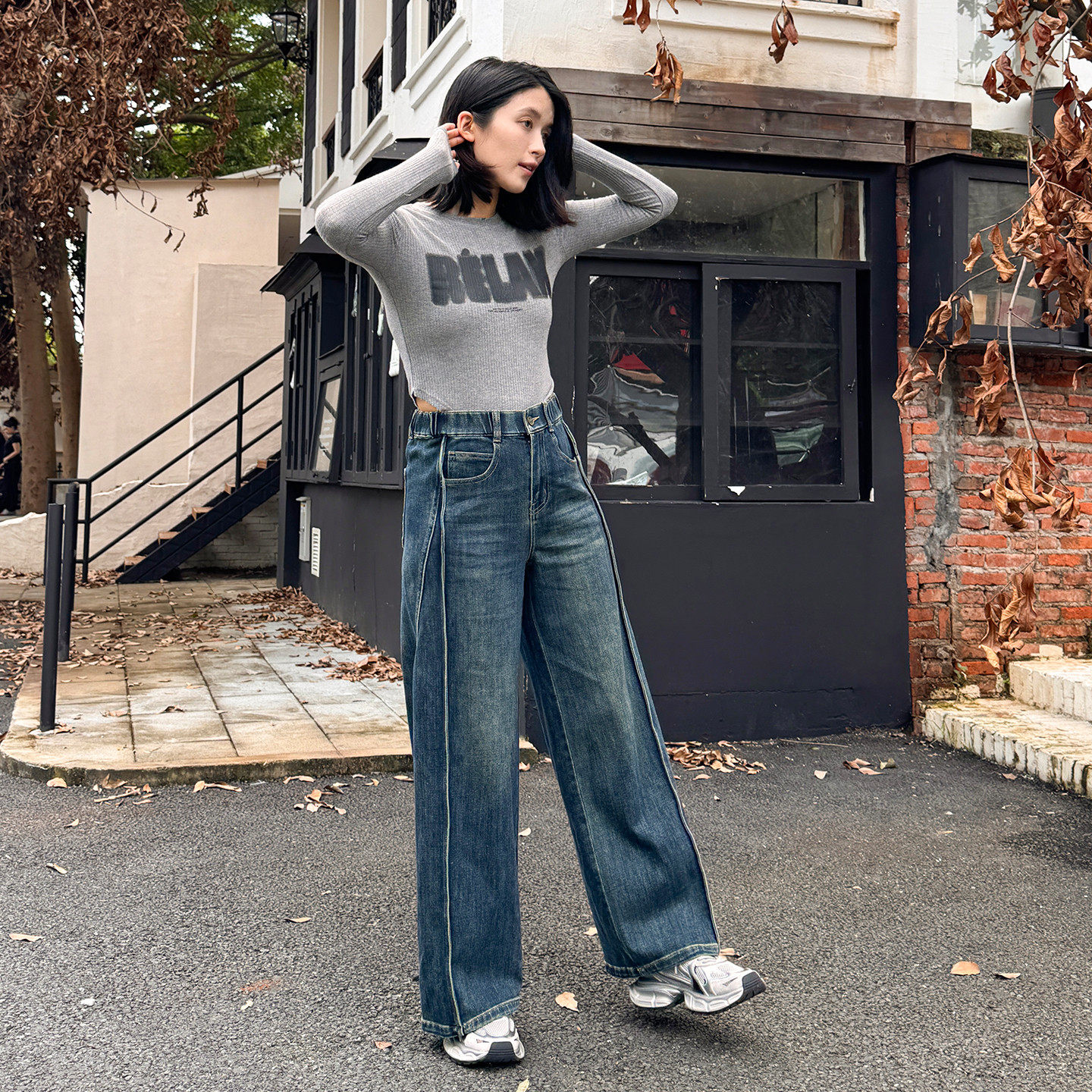 香依雅园 2025秋季新款200斤胖MM休闲宽松九分牛仔阔腿裤女58032,女装/女士精品,牛仔裤,淘宝优惠券,粉丝福利购,淘宝优惠卷