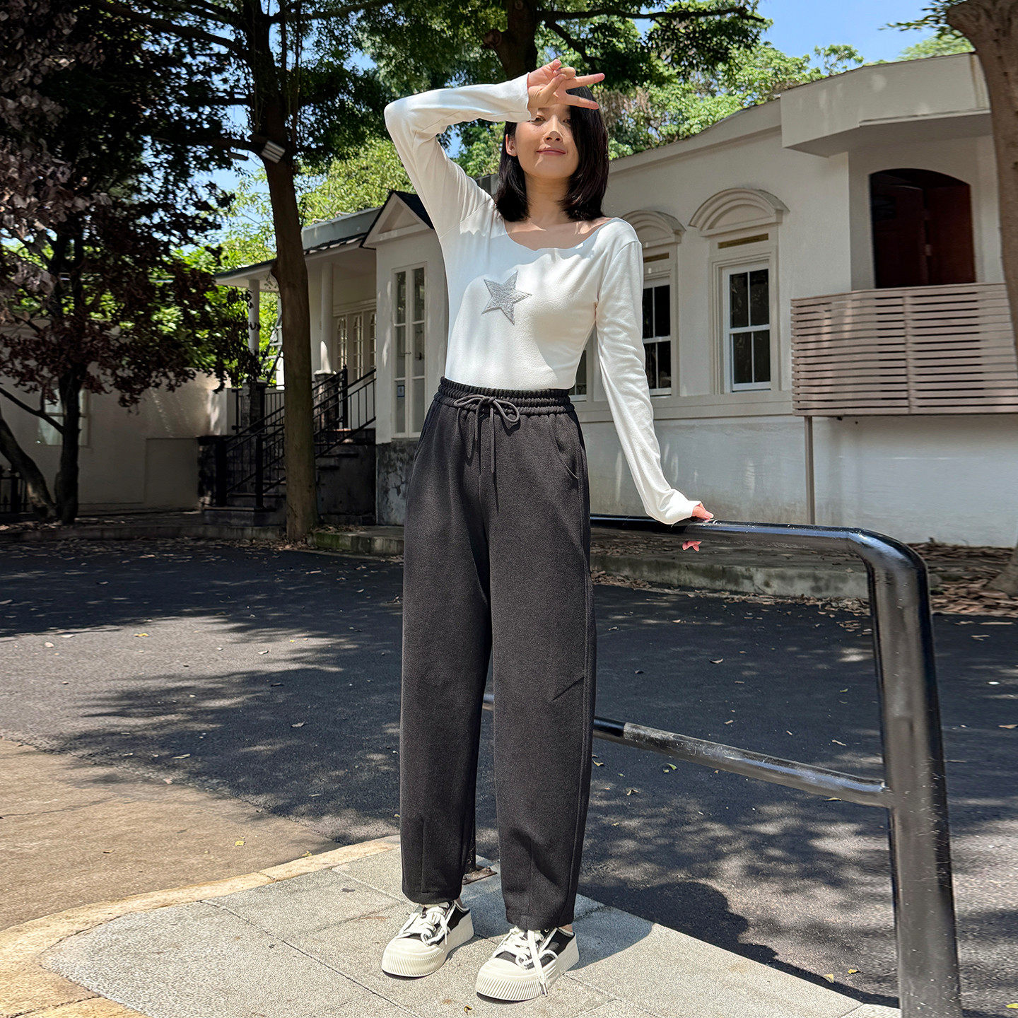 香依雅园 2025秋季新款200斤大码胖MM显瘦百搭针织萝卜裤女58038