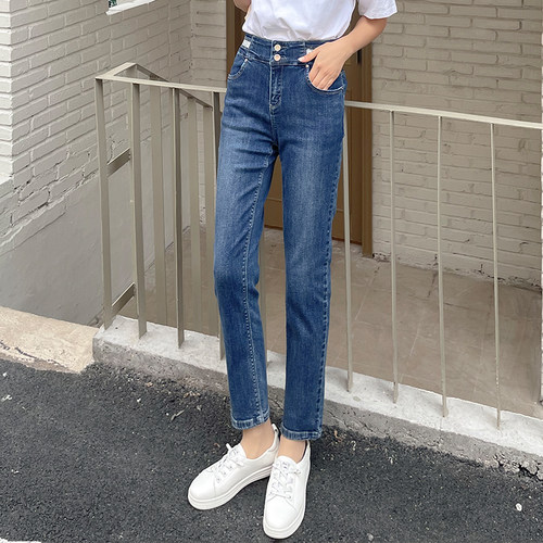 烟管裤直筒裤显瘦高腰百搭九分裤