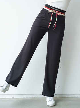 香依雅园 2023春季新款黑色高腰宽松直筒裤休闲百搭松紧长裤36156
