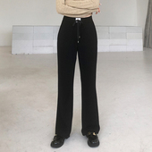 胖MM显瘦微喇裤 香依雅园 38107 大码 黑色柔软透气长裤 2023秋季 新款