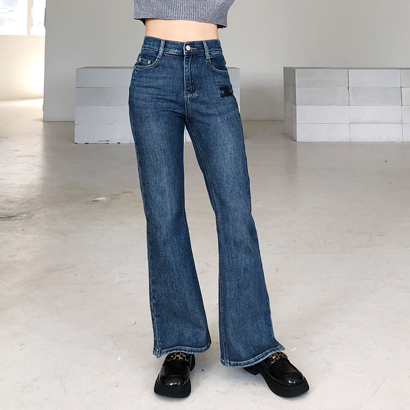 微喇长裤棉弹牛仔秋季