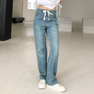 香依雅园 2023秋季新款200斤大码抗皱高腰牛仔女直筒裤38052-1