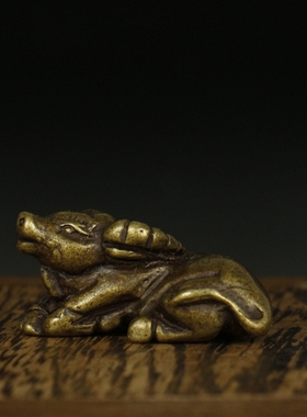 吉祥生肖牛手把件吊坠实心黄铜