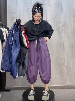 欧货薄款纸片裤束脚气球裤BOBO裤