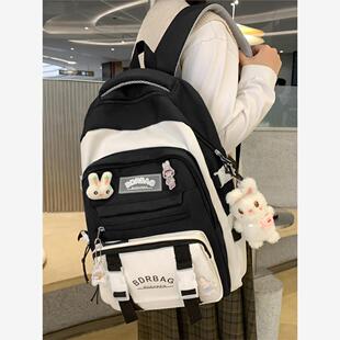 减轻初中女生负担的书包大容量对比色小学生三至六年级女生双肩包