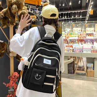 书包女新款中学生减负设计三层大容量初中生高中生背包耐脏双肩包