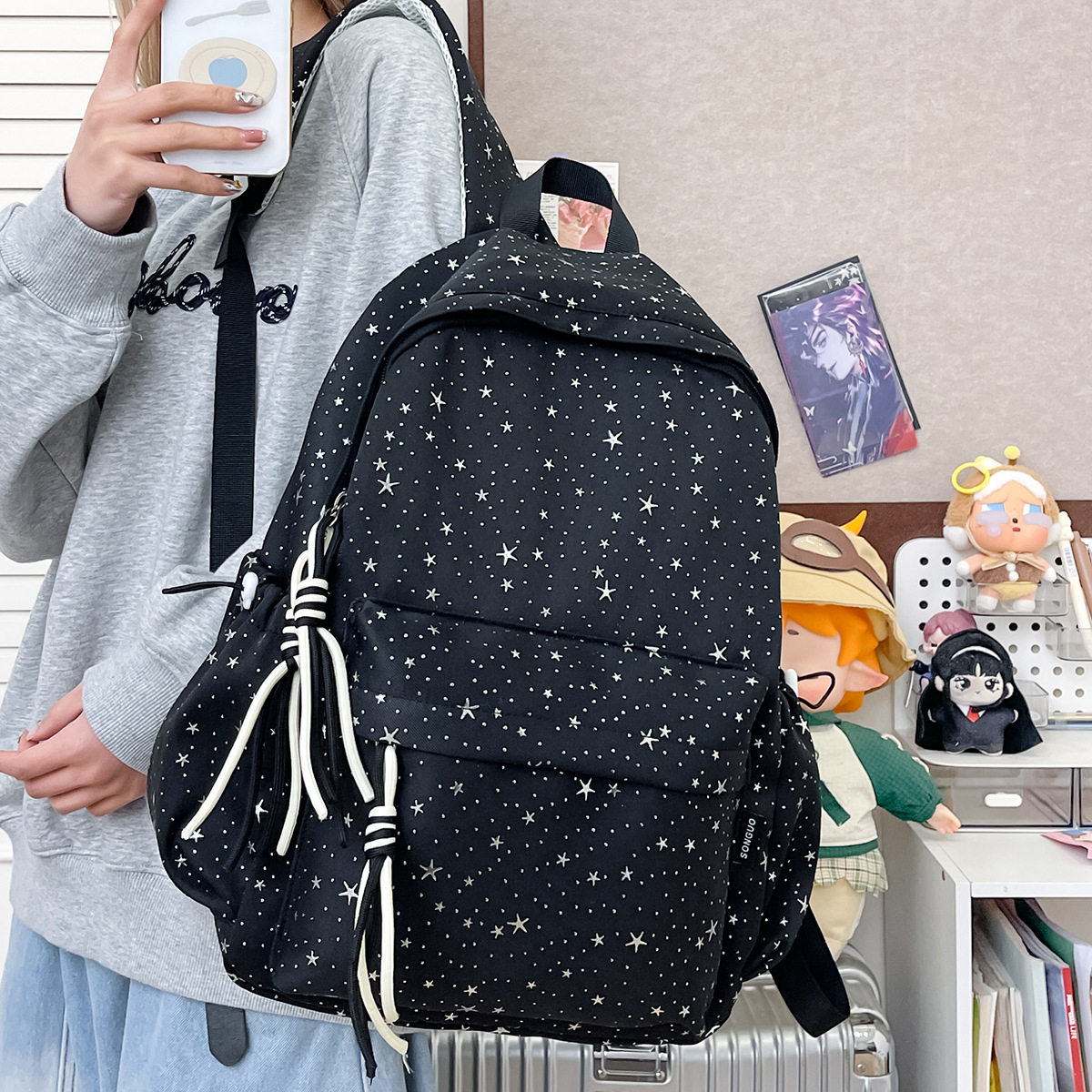 书包女初高中生星星森系背包ins韩版小众高颜值可爱双肩包大容量