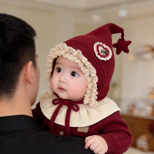 秋冬女童加厚护耳防风毛线帽