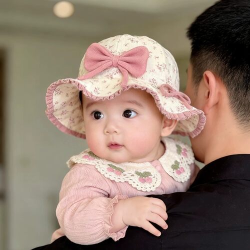秋冬保暖加厚防风女童蝴蝶结渔夫
