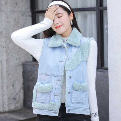 牛仔马甲保暖马夹女士加绒加厚