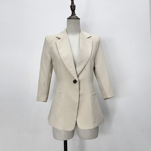 一粒扣上衣外穿气质高级感休闲西服女 外套七分袖 春秋新款 杏色西装