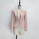女长袖 薄款 修身 粉红色休闲西装 职业通勤高级感西服短款 外套小个子