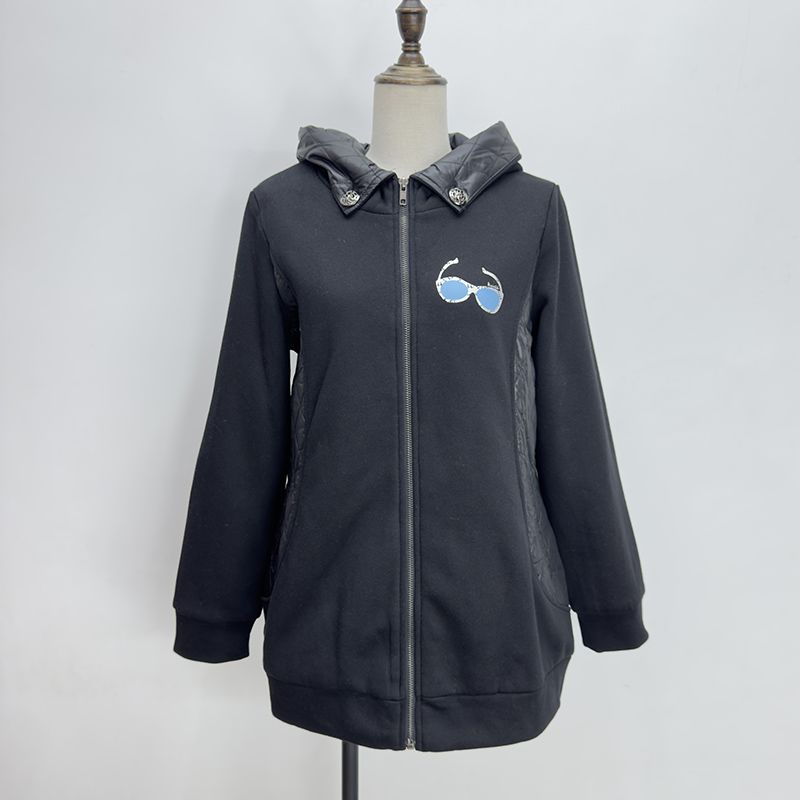 连帽拉链式宽松上衣印花不加绒