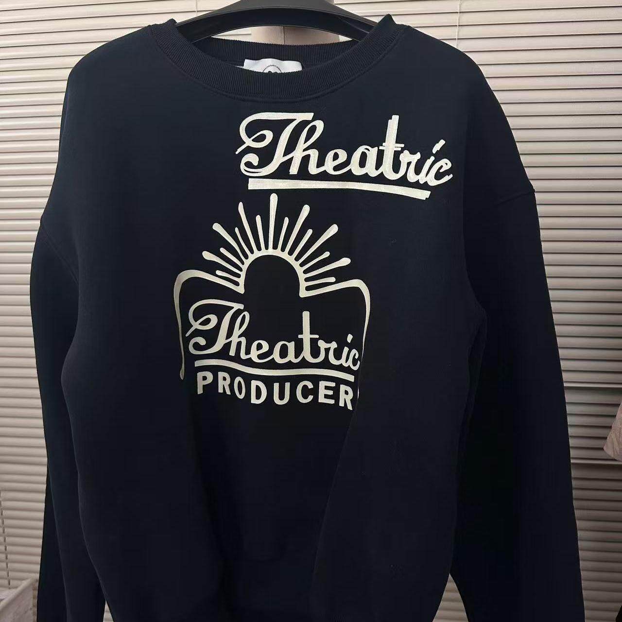 中古定染复古字母印花加绒加厚套头卫衣