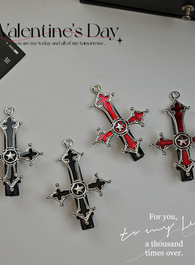 暗黑朋克哥特十字架发夹y2k亚文化小众设计甜酷风个性边夹刘海夹