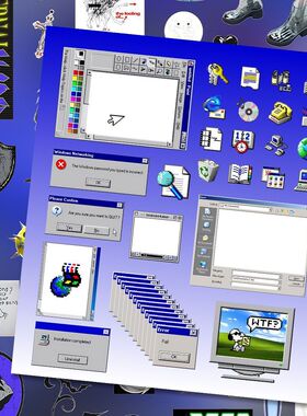 Coreland网核千禧年旧网贴纸书电子怪核古早y2k咕卡手账DIY素材