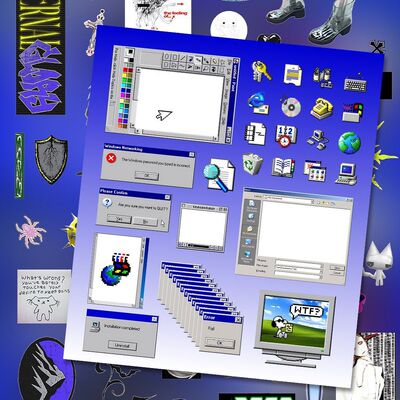 Coreland千禧年网核旧网贴纸素材