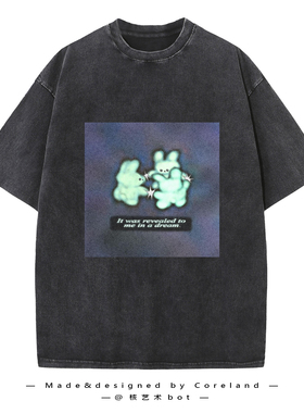 Coreland原创设计梦核周边做旧大码T恤亚比小众男女同款春夏短袖