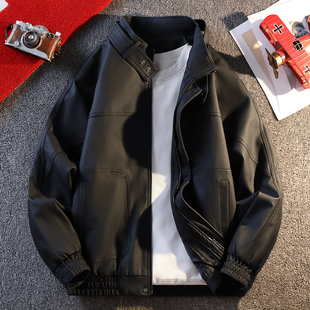 高端皮衣外套男士2026新款春秋冬季高级感痞帅百搭立领夹克衫男款