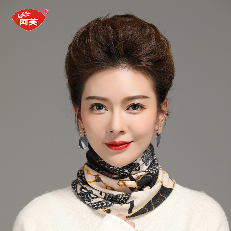时尚印花围脖套头女款秋冬季针织保暖韩版领圈护颈假领子百搭围脖