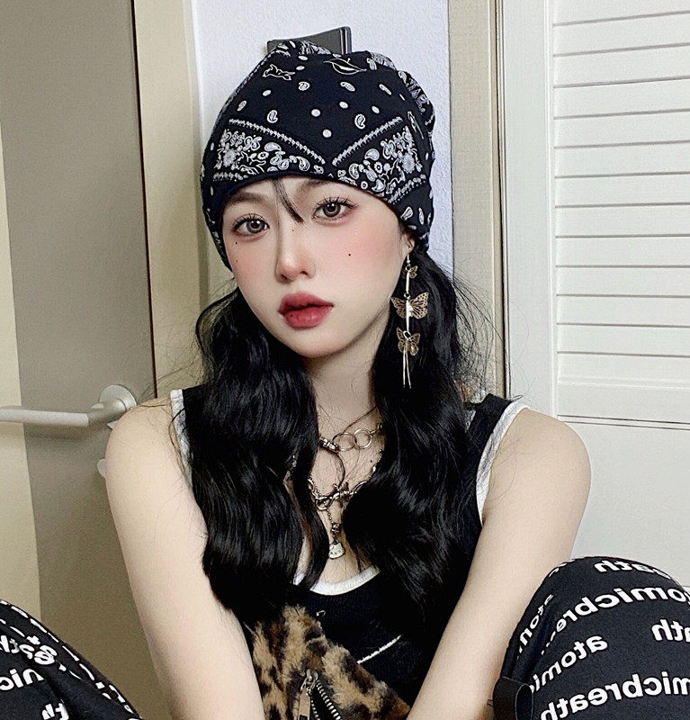 四季薄款腰果花堆堆帽子女个性嘻哈针织冷帽潮欧美时尚百搭包头帽