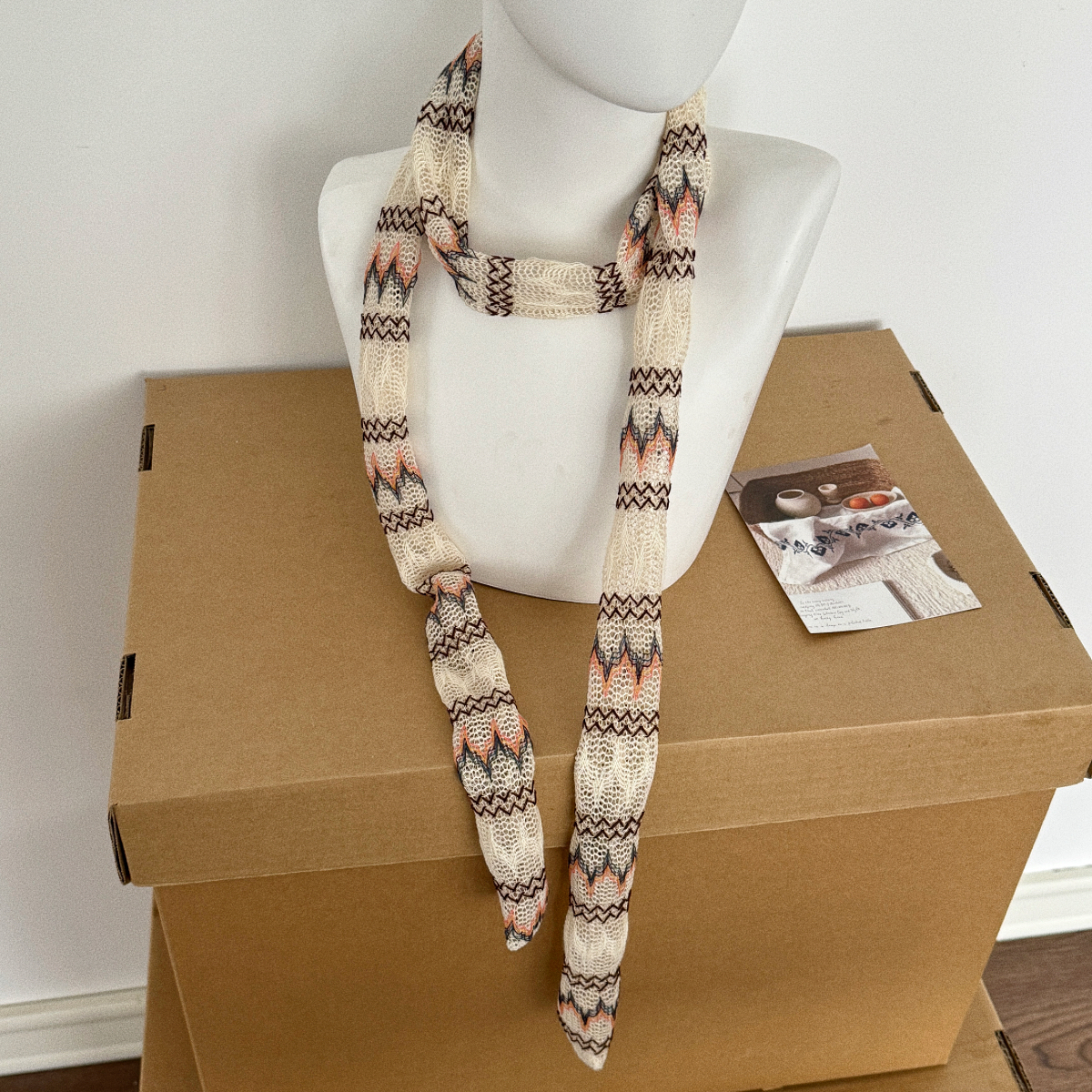 夏季镂空针织波西米亚装饰细围巾