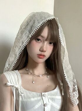 田园风四季蕾丝少女三角巾发带