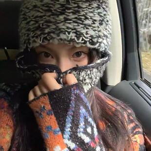 韩国秋冬百搭黑灰保暖护耳帽子女酷飒防寒毛线雷锋帽小众飞行冷帽