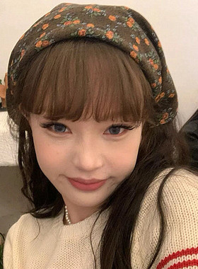 春秋碎花田园风女头巾三角巾方巾