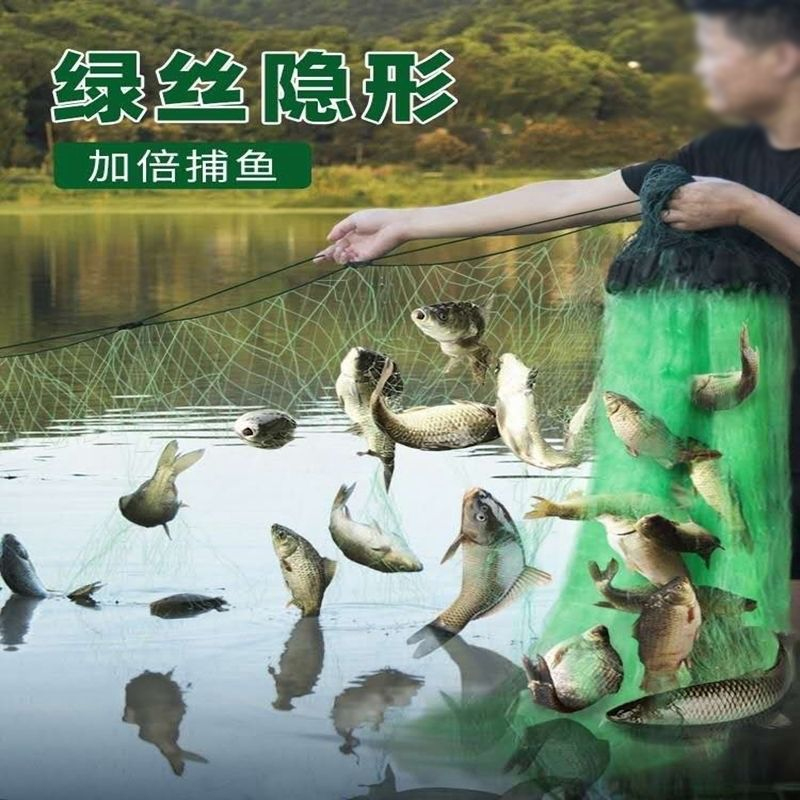 绿丝软丝三层粘网丝网捕鱼网