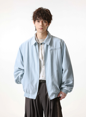 JIINOO美式复古亚麻夹克男潮牌高级感短款翻领2026新款春季外套